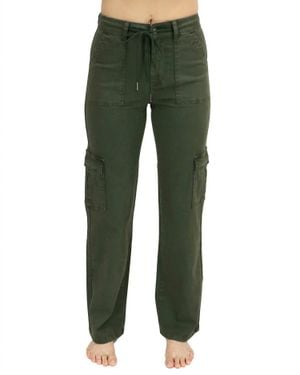 Grace and Lace Sueded Twill Cargo Pants - Green