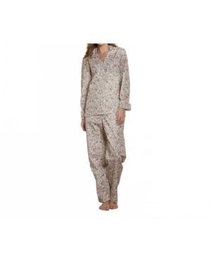 The Sleep Code Printed Floral Cotton Long Pj Set - Natural