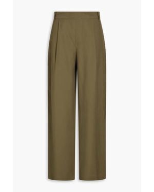 Vince Soft Linen Blend High Rise Pull-On Pants - Green