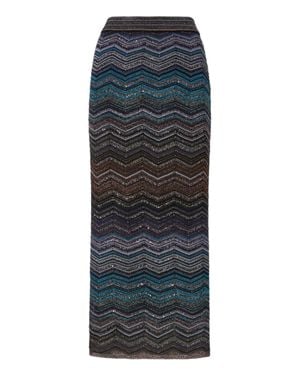 Missoni Chevron Sequin Tube Skirt - Blue