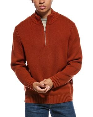 Vince Relaxed Wool & Cashmere-Blend 1/4-Zip Mock Neck Sweater - Red