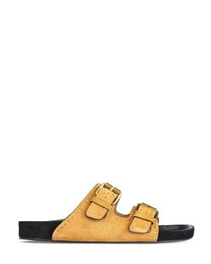 Isabel Marant Tan Suede Sandals With Accents - Metallic