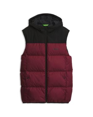 BOSS Water-Repellent Hooded Vest With Down Filling - Red