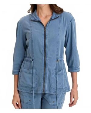 XCVI Jameson Utility-Styled Zip Up Jacket - Blue