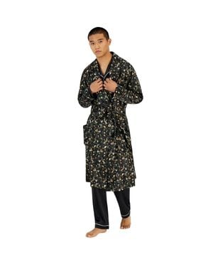 INC International Concepts I. N.C. International Concepts Robe Floral Belted Waist Ups1014 - Black