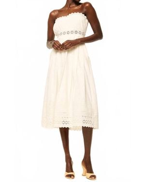 MISA Los Angles Persis Strapless Eyelet Cotton Midi Dress - Natural