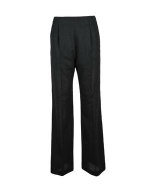 Alberta Ferretti Straight-Leg Virgin Wool Pants With High Waist - Black