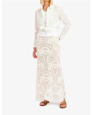 Le Superbe Bohemian Palm Ex Boyfriend Shirt Top - White