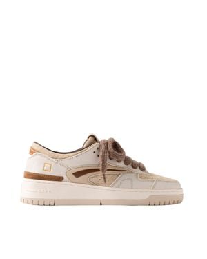 Date Crocodile Texture Suede Torneo Sneakers - Brown