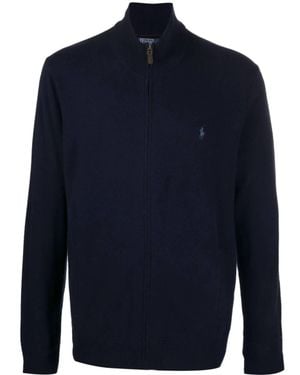 Polo Ralph Lauren Full Zip Jacket With High Collar And Minimalist Design - Blue