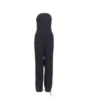 Reformation Lela Viscose Blend Strapless Wide Leg Jumpsuit - Blue