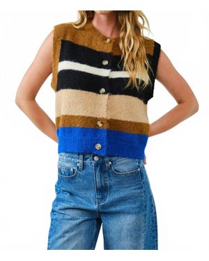 Aaron & Amber Striped Sweater Vest - Blue