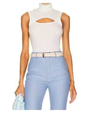 Rosetta Getty Sleevless Cutout Turtleneck Top - Blue