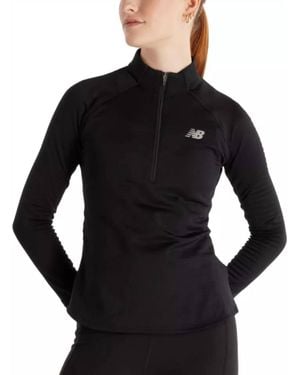 New Balance Heat Half Zip Long Sleeve Top - Black