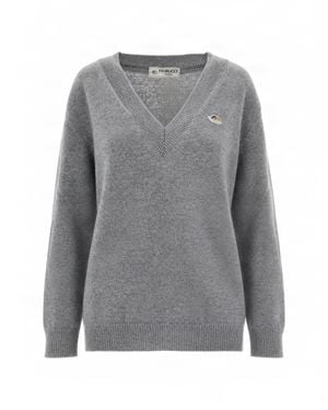 Fiorucci V-Neck Wool-Cashmere Sweater - Gray