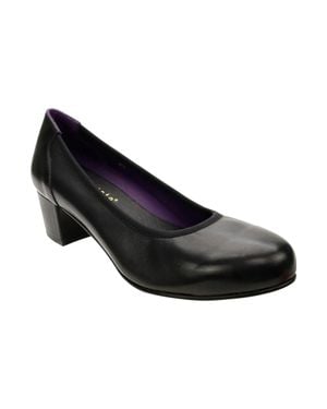 David Tate Simona Pumps Leather Slip On Block Heel Hawk3013 - Black