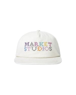 Market Needlepoint 5-Panel Hat - White