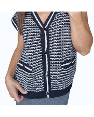 Heart of Pine Striped Button Down Vest - Blue