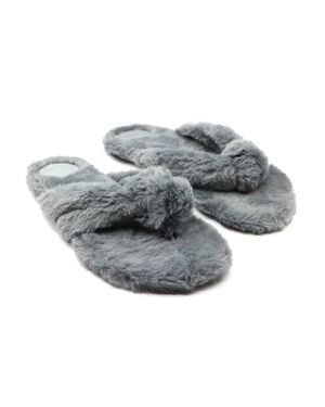 Solei Sea Faux Fur Flip Flop - Gray