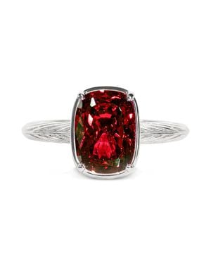 Sterling Forever Sterling Mini Garnet Elongated Cushion Ring - Red