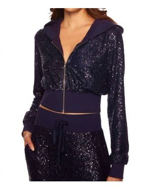 Susana Monaco Sequin Zip Up Jacket - Blue