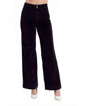 Judy Blue High Rise Corduroy Wide Leg Trouser Pants - Blue