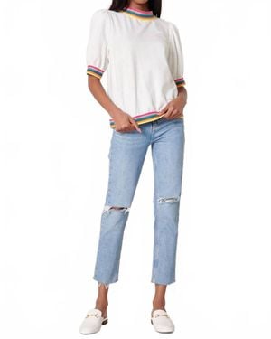 Sugarlips Vivid Dreams Trim French Terry Knit Short Sleeve Top - Blue