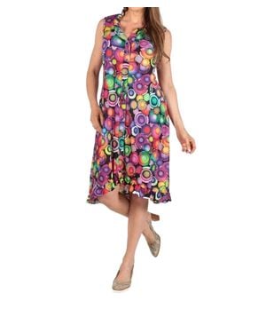Pure Essence Ruffle Collar Sleeveless Dress - Red