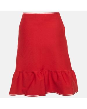 Sandro Stretch Knit Ruffled Mini Skirt - Red