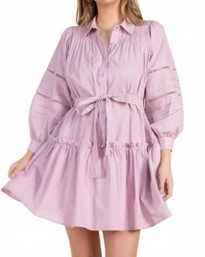 Before You Collection Eyelet Balloon Sleeve Dress - Pink
