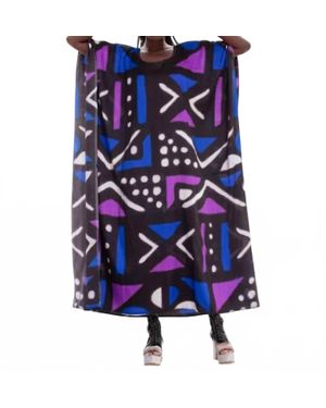 NF Vibrant All-Over Prints Kaftan Dress With Headband - Blue
