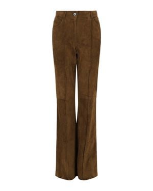 Ferragamo Suede Flared Pants - Brown