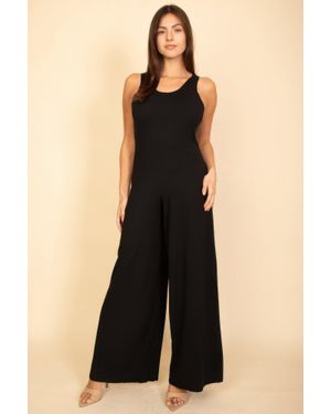 TRUEDAMES Fashnzfab Sleeveless Tank Wide Leg Jumpsuit - Black