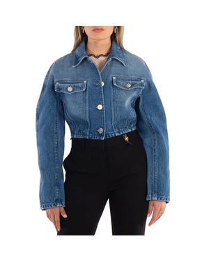 Versace Ladies Medium Cropped Denim Jacket - Blue
