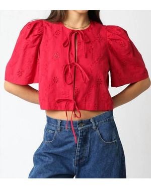 Olivaceous Ciera Tie Front Top - Red