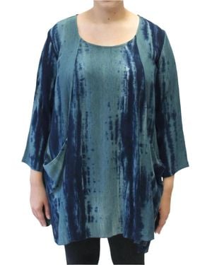 modee Hand Painted Two Pocket Swing Tunic - Blue