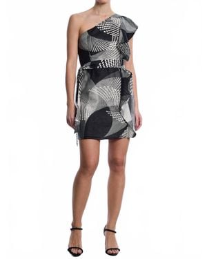 BCBGMAXAZRIA One Shoulder Flounce Mini Dress - Black