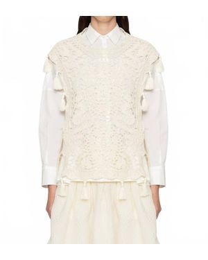 Sea Nara Crochet Combo Shirt - White