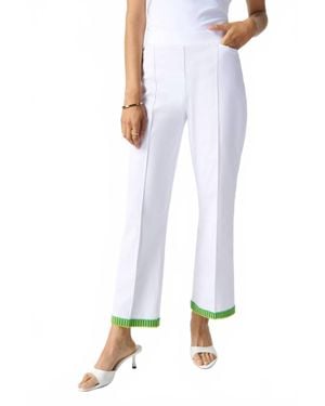 Joseph Ribkoff Embroidered Trim Wide Leg Pants - White