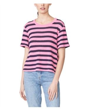 Stateside Sweater Knit Stripe Pique Baby Tee - Pink