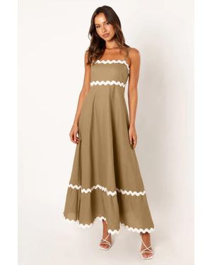 TRUEDAMES Summer Solid Color Lace Stitching Elegant Suspender Tube Top Super Pendulum Dress - Natural