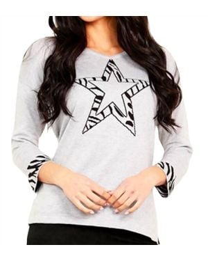 Angel 3/4 Star Sleeve V-Neck Sweater - Gray
