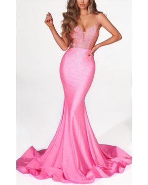 Portia and Scarlett Hot Stone Prom Dress - Pink
