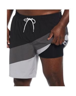 Nike Color Surge Swim Trunks Colorblocked 9" Drawstring Fts785 - Black