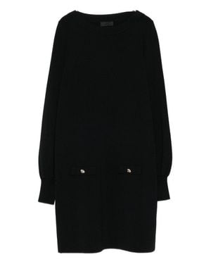 Liu Jo Mini Dress With Boat Neck And Puff Sleeves - Black