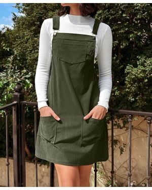 1 the Woman Corduroy Overall Dress - Green