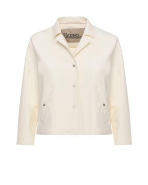 Herno Ivory Jacket With Logoed Jacket - White