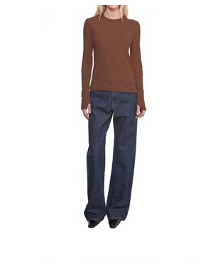 Enza Costa Cashmere Easy Cuffed Crew Top - Blue