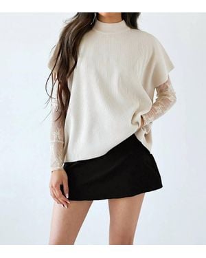 Zenana Claire Ribbed Mockneck Short Sleeve Knit Top - Black