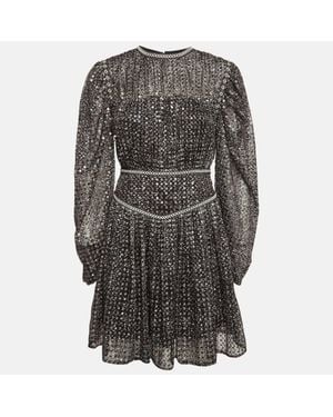 Maje Sequin Crepe Pleated Mini Dress - Gray